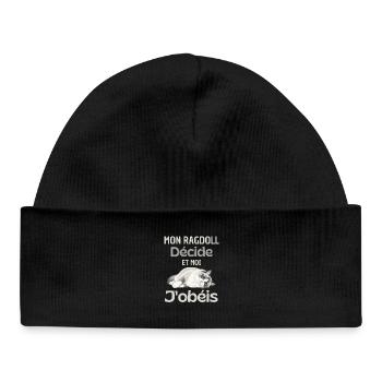 My ragdoll decides, I obey - Baby Organic Beanie - black - Front