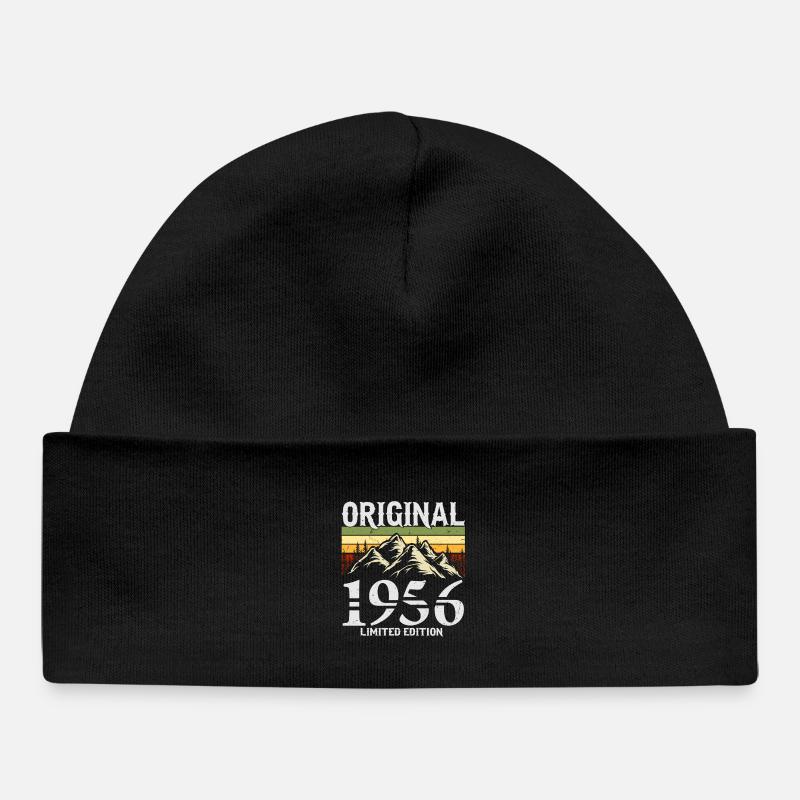 Cadeau d’anniversaire rétro vintage 1956 - Bonnet bébé bio - noir
