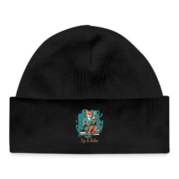 Fox Tea & Books Lounge - Baby Organic Beanie - black - Front