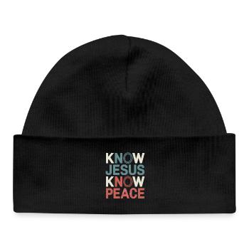 Know Jesus Know Peace - Baby Organic Mütze - Schwarz - Vorne