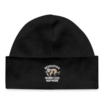 Worry less, nap more | good intentions - Baby Organic Beanie - black - Front