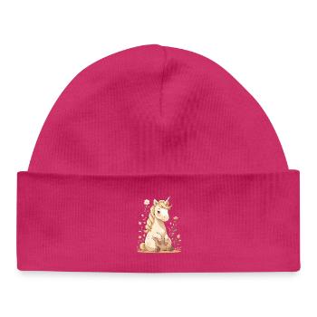Zartes Einhorn im Blütenwald - Baby Organic Mütze - hot Pink - Vorne
