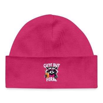 Un raton laveur doux mais sauvage - Bonnet bébé bio - hot pink - Devant