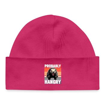 Honey Badger Probably Hangry - Baby Organic Beanie - hot pink - Front