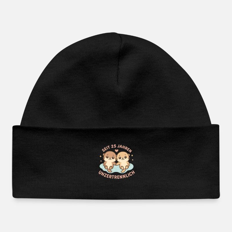 Amour de loutre depuis 25 ans, couple inséparable - Bonnet bébé bio - noir