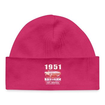 Baujahr 1951 Oldtimer Geburtstag Spruch 75 Jahre - Baby Organic Mütze - hot Pink - Vorne