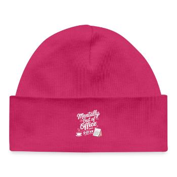 Mentally Out Of Office Since 9:01 AM Office Saying - Baby Organic Beanie - hot pink - Front