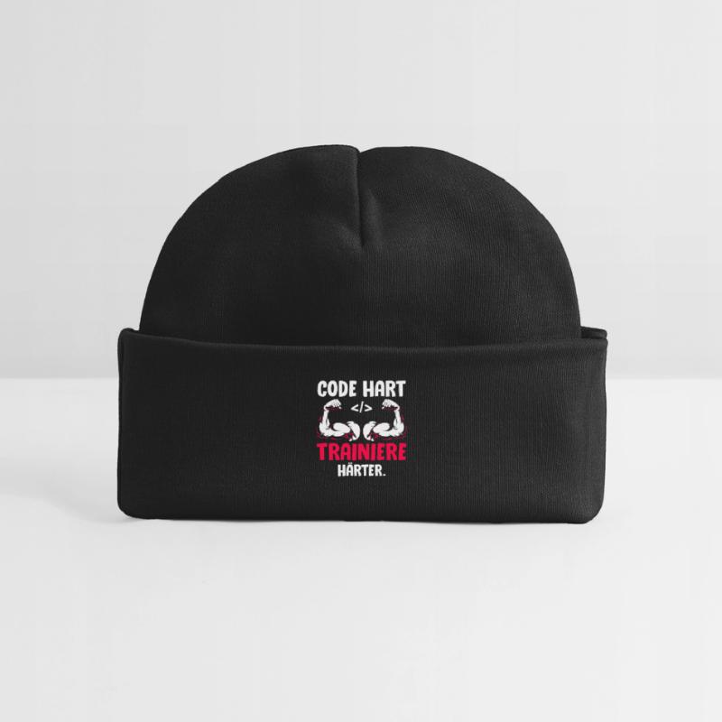 Coder CODE HARD TRAIN HARDER Funny Baby Organic Beanie