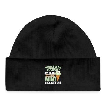 Mint Chocolate Chip Flavour Waffle Cone Mint - Baby Organic Beanie - black - Front