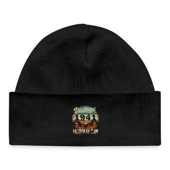 Born in 1941 - Baby Organic Beanie - black - Front