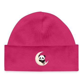 Panda Moon Cuddles - Baby Organic Beanie - hot pink - Front