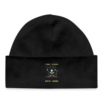 Petits pas, grands succès | Travail social - Bonnet bébé bio - noir - Devant