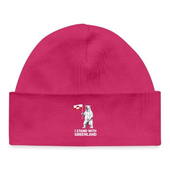 I Stand With Greenland Polar Bear Flag - Baby Organic Beanie - hot pink - Front