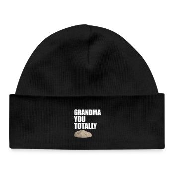 Grandma You Totally Rock Funny Pun Design - Baby Organic Beanie - black - Front