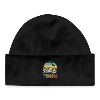 Vintage 1986 Mountain Landscape - Baby Organic Beanie - black - Front