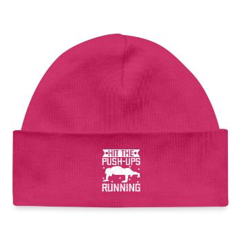 Gym Junkies Hit The Push-Ups Running Calisthenics - Baby Organic Mütze - hot Pink - Vorne