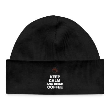 KEEP CALM AND DRINK COFFEE, OHNE KAFFEE GEHT NIX - Baby Organic Mütze - Schwarz - Vorne