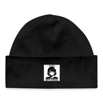 Antisocial Japanese Vaporwave Anime Girl - Baby Organic Beanie - black - Front