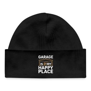 Garage Is My Happy Place Statement - Baby Organic Beanie - black - Front