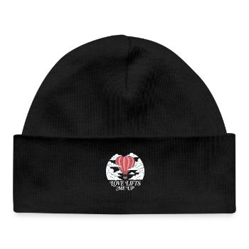  Love Lifts Me Up Hot Air Balloon Romantic - Baby Organic Beanie - black - Front