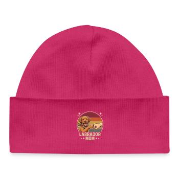 Retro Labrador Mom Foxred Paw Clash - Baby Organic Beanie - hot pink - Front