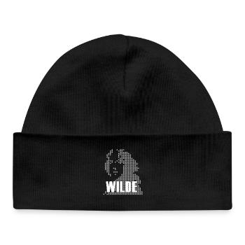 Oscar Wilde Halftone Portrait Logo - Baby Organic Beanie - black - Front