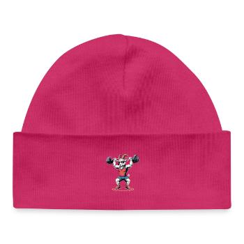 Strong bodybuilding goat doing squats - Baby Organic Beanie - hot pink - Front