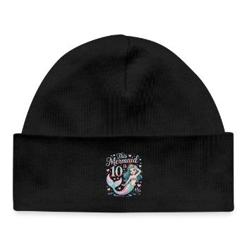 Mermaid 10th Birthday 10 Years - Baby Organic Beanie - black - Front