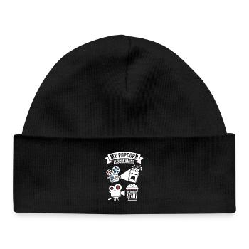 Mon popcorn est fan d’horreur en cri - Bonnet bébé bio - noir - Devant