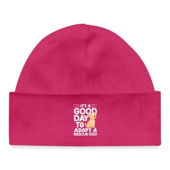 Foster Adoption Volunteering Animal Shelter Animal - Baby Organic Beanie - hot pink - Front