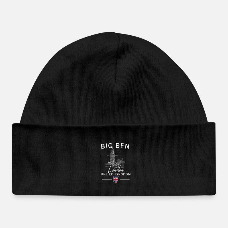 Big Ben London Skyline - Bonnet bébé bio - noir