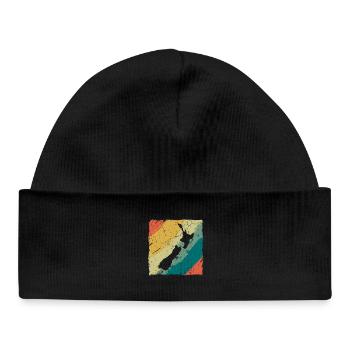 Logo rétro de la carte terrestre de la Nouvelle-Zélande Vintage NZ - Bonnet bébé bio - noir - Devant