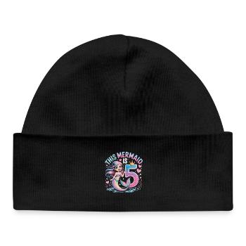 Mermaid 5th Birthday 5 Years - Baby Organic Beanie - black - Front