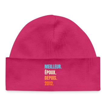 Meilleur Époux Depuis 2012 Cadeau Mari - Bonnet bébé bio - hot pink - Devant