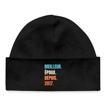 Meilleur Époux Depuis 2017 Cadeau Mari - Bonnet bébé bio - noir - Devant