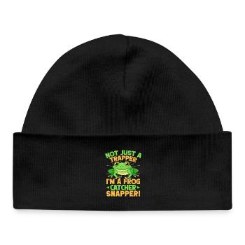 Attrapeur de grenouilles, pas seulement trappeur, grenouille, vivaneau - Bonnet bébé bio - noir - Devant