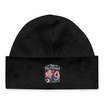 Mermaid 9th Birthday 9 Years - Baby Organic Beanie - black - Front