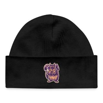 Squirrel with sunglasses nibbling hazelnut - Baby Organic Beanie - black - Front