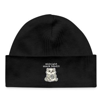 Raccoon with Chips Snack Comic Motif - Baby Organic Beanie - black - Front