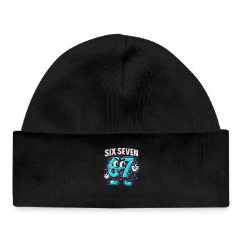 Six Seven 67 Meme Glitch Mascotte Italian Brainrot - Bonnet bébé bio - noir - Devant