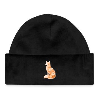 Fuchs Pastell Blumen Silhouette - Baby Organic Mütze - Schwarz - Vorne