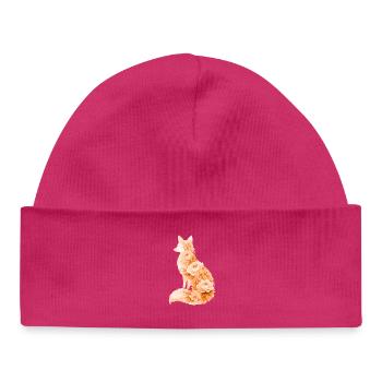 Fuchs Pastell Blumen Silhouette - Baby Organic Mütze - hot Pink - Vorne