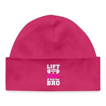 Entraîne comme une fille si tu peux, mec gym - Bonnet bébé bio - hot pink - Devant