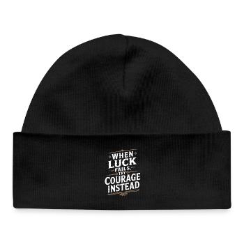 Courage Over Luck Vintage Quote - Baby Organic Beanie - black - Front