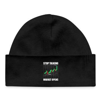 Stop talking market opens Stock market Stock Market Trader - Baby Organic Beanie - black - Front