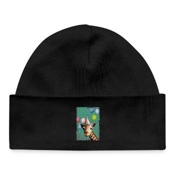 Animals Zoo Party Jungle Zoo Birthday Giraffe - Baby Organic Beanie - black - Front