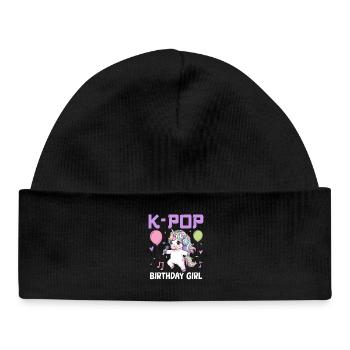 K Pop Birthday Girl - Baby Organic Mütze - Schwarz - Vorne