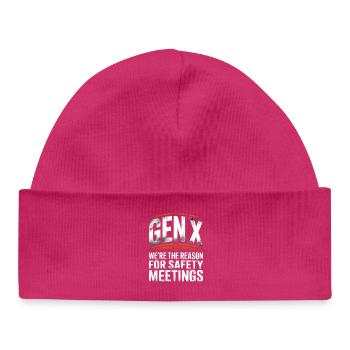 Gen X Security Meetings Saying - Baby Organic Beanie - hot pink - Front