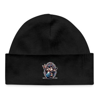 Electric Guitar Hedgehog Guitarist Rock N Roll - Baby Organic Beanie - black - Front