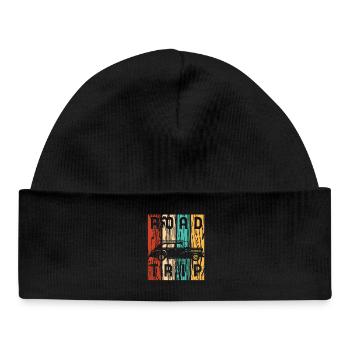 Road Trip Vintage Car Retro Stripes - Baby Organic Beanie - black - Front